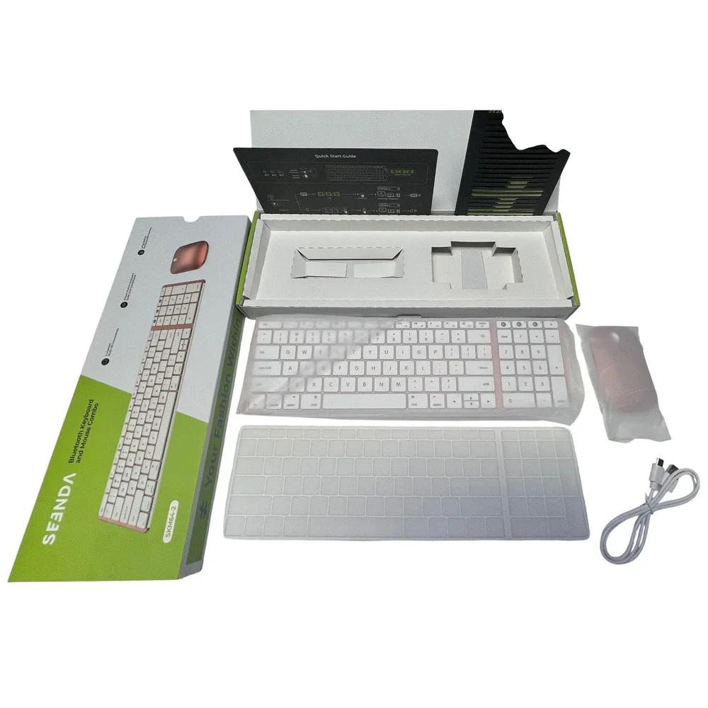 Seenda Bluetooth Keyboard Mouse Combo Rose Gold Mac iPad Ultra Slim Office New
